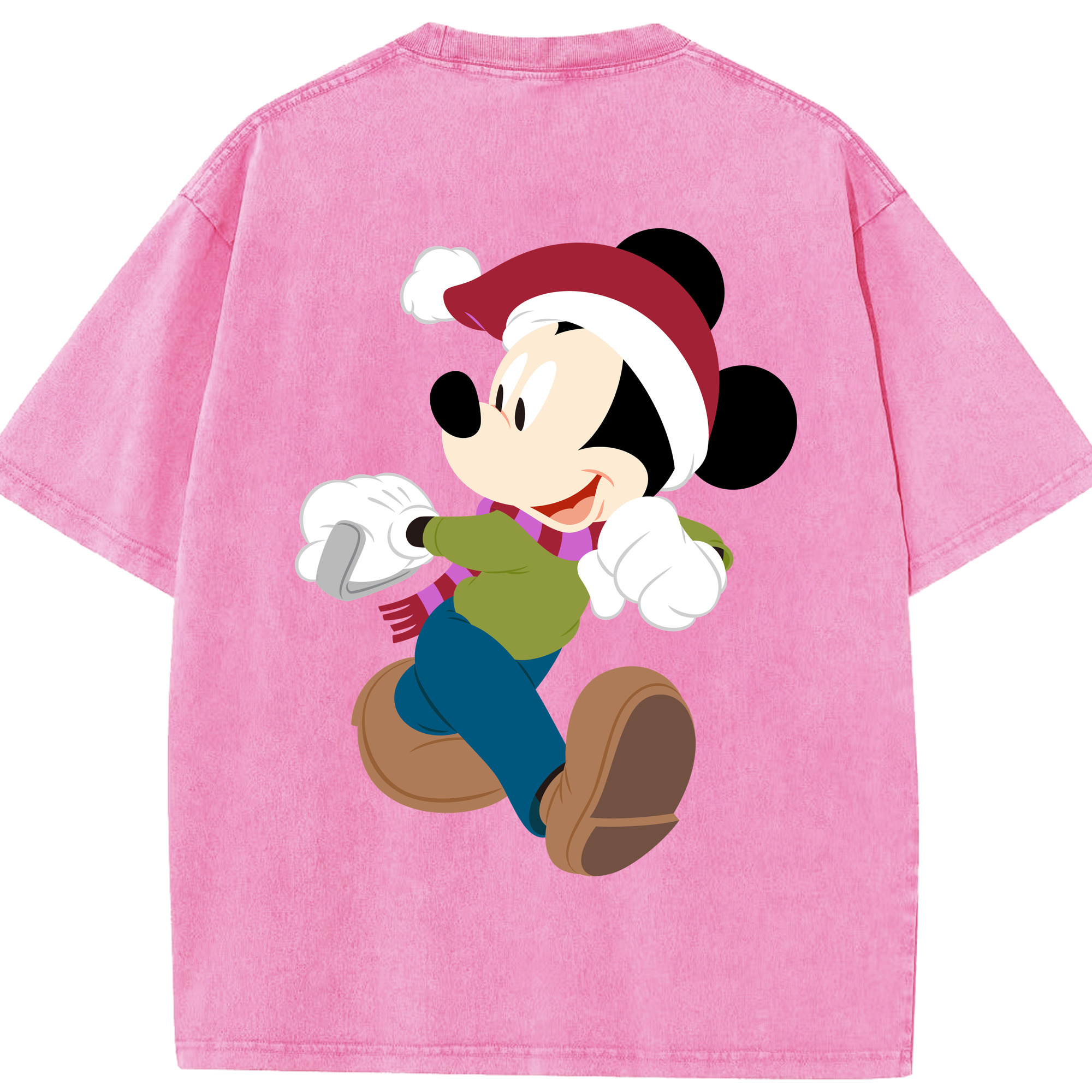 （画像用） ミッキーマウス Mickey Mouse 綿100% ヴィンテージ風 半袖Tシャツ（背面プリント）